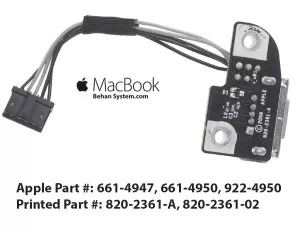 Power Jack Board Cable APPLE MacBook Pro A1297 Plug Charge Port Socket 820-2361-A, 820-2361-02